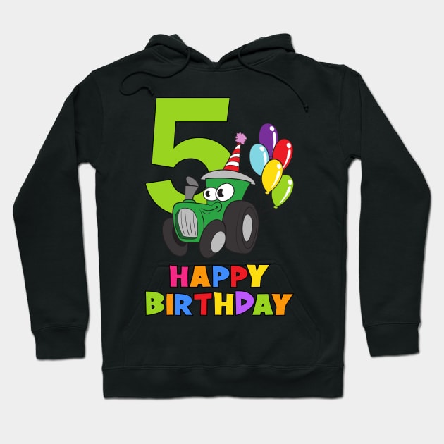 5th Birthday Party 5 Year Old Five Years Hoodie by KidsBirthdayPartyShirts